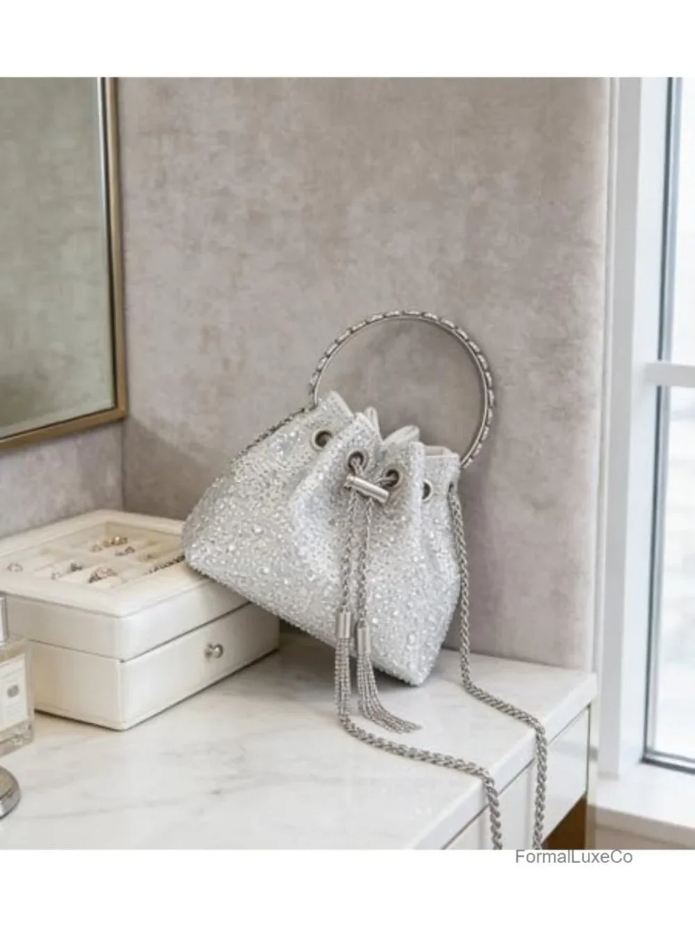 Rhinestone Crystal Clutch Evening Bag with Chain